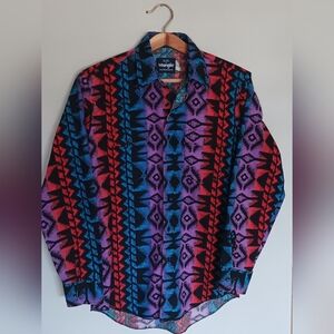 Vintage 90’s Wrangler Aztec Print Western Shirt